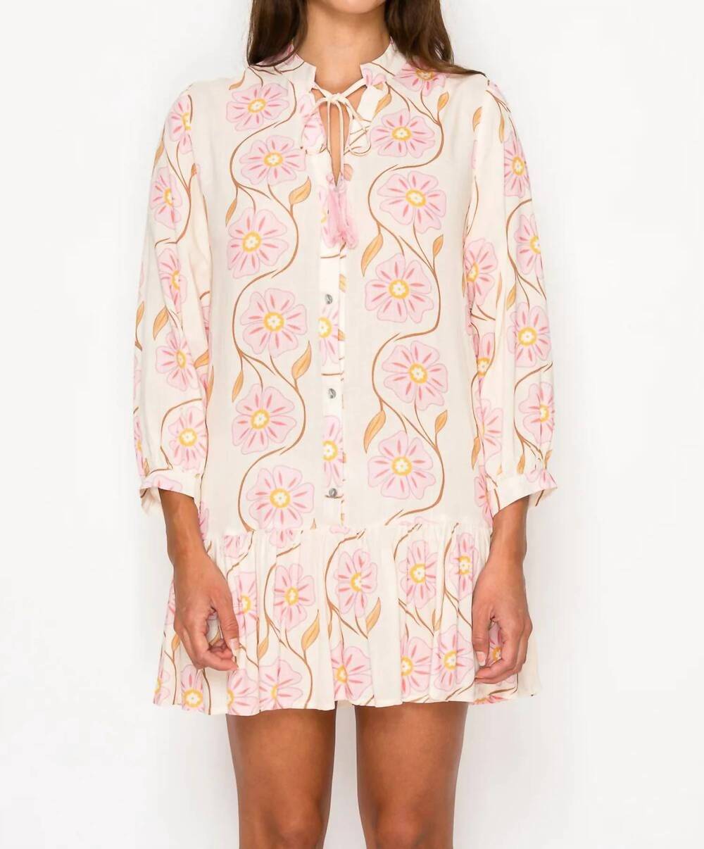 NEW MEET ME IN SANTORINI swirl short dress in floral swirl